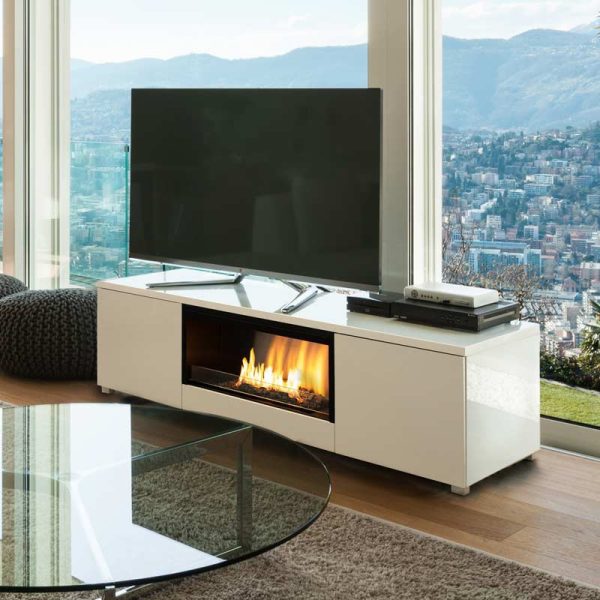 Meuble TV avec foyer au bioéthanol Pure Flame